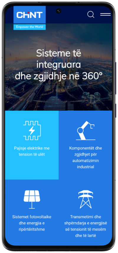 Sezione della pagina vista su telefono