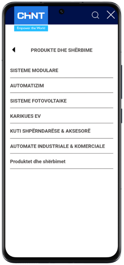 Sezione della pagina vista su telefono