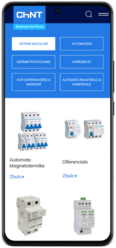 Sezione della pagina vista su telefono