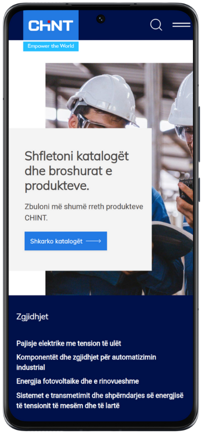Sezione della pagina vista su telefono
