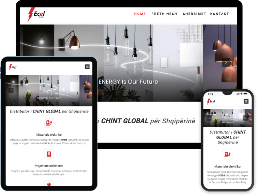 Photo of the website on devices of different sizes