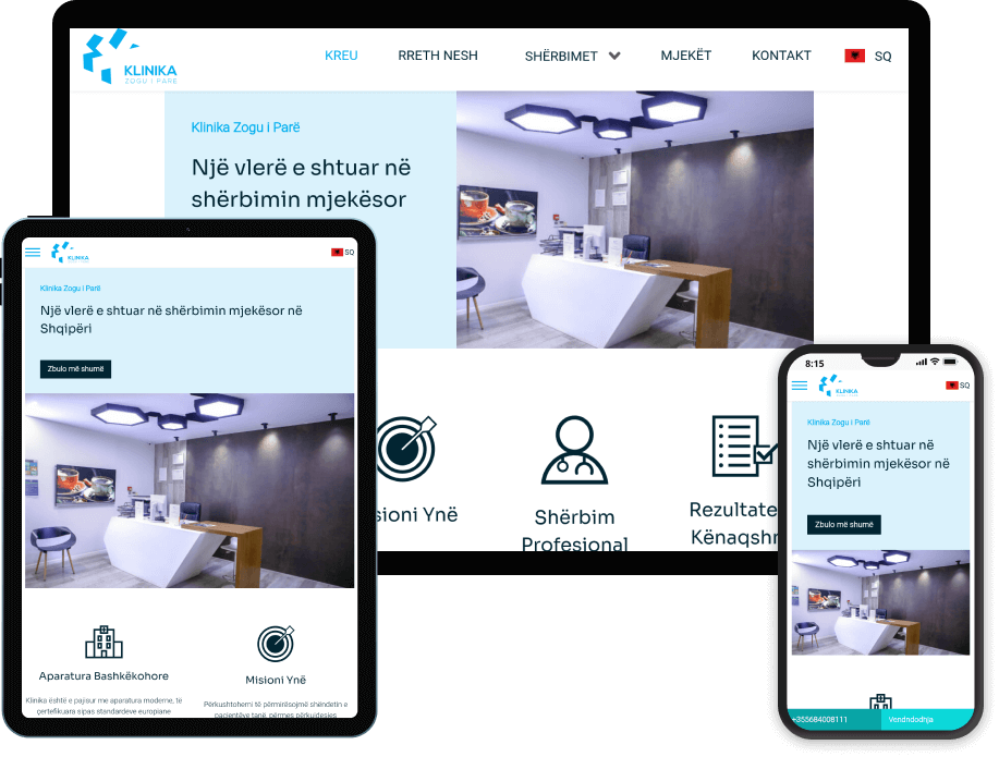 Photo of the website on devices of different sizes
