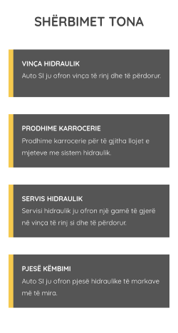 Photos of the services page on mobile
