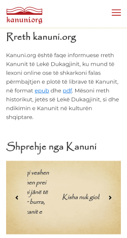 Photos of the website on mobile