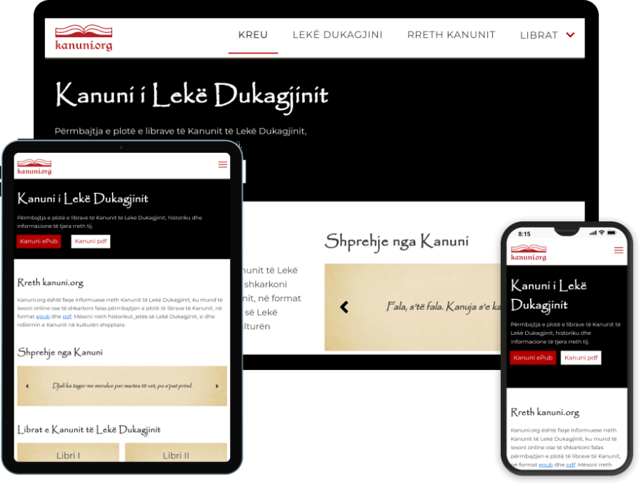 Photo of the website on devices of different sizes