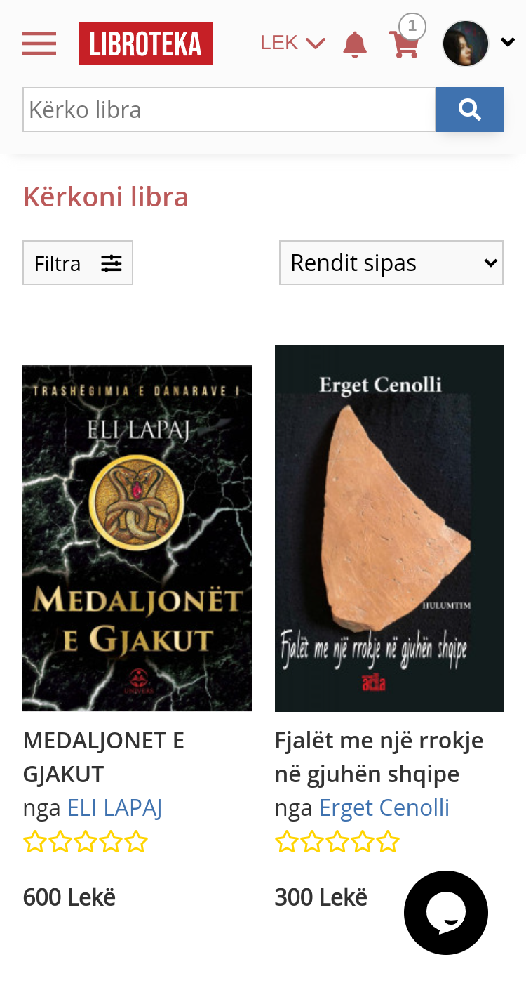 Photos of the website on mobile