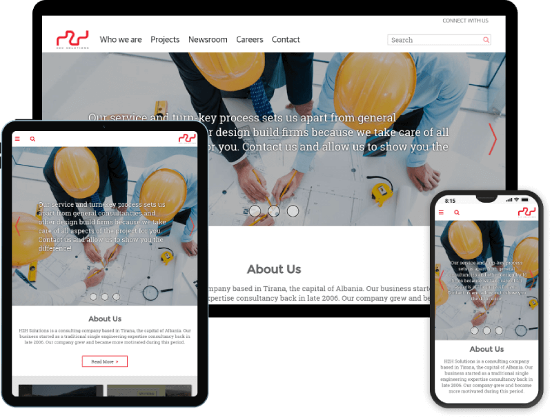 Photo of the website on devices of different sizes