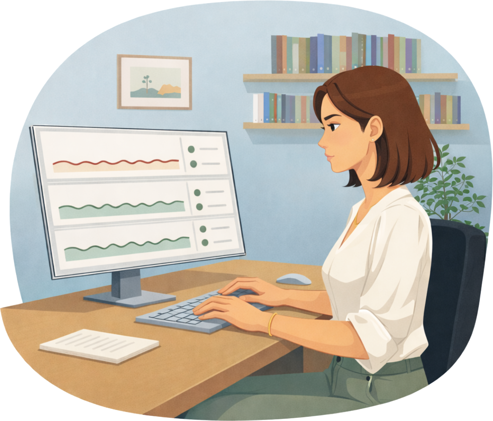 A web developer performs website maintenance