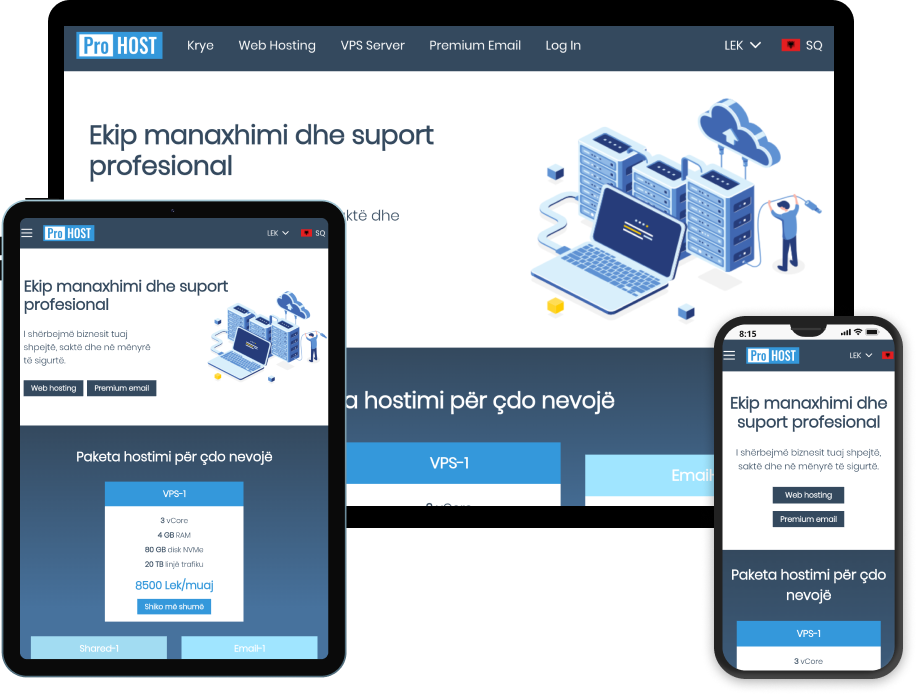 The ProHost website homepage adapts to every device and screen size.